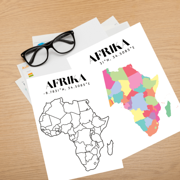 Afrika Karten stumm schwarz weiß